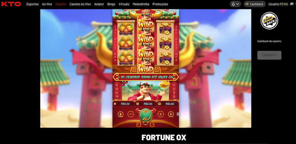 Jeu Fortune Ox sur le site officiel de KTO Casino.