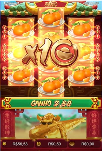 KTO 赌场的 Fortune Ox 游戏获胜主屏幕。